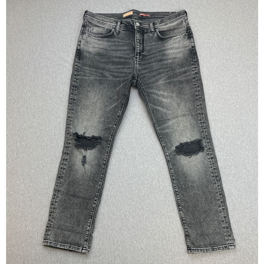 Pilcro Jeans Women 31 Gray Cotton Blend Stretch High Rise Straight Leg Distresed